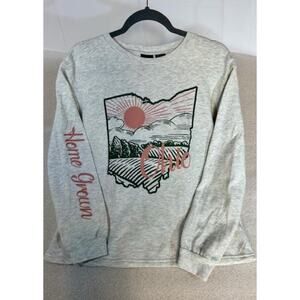 Mad Engine Gray Long Sleeve “Home Grown Ohio” With Outline Of Ohio Size Large.